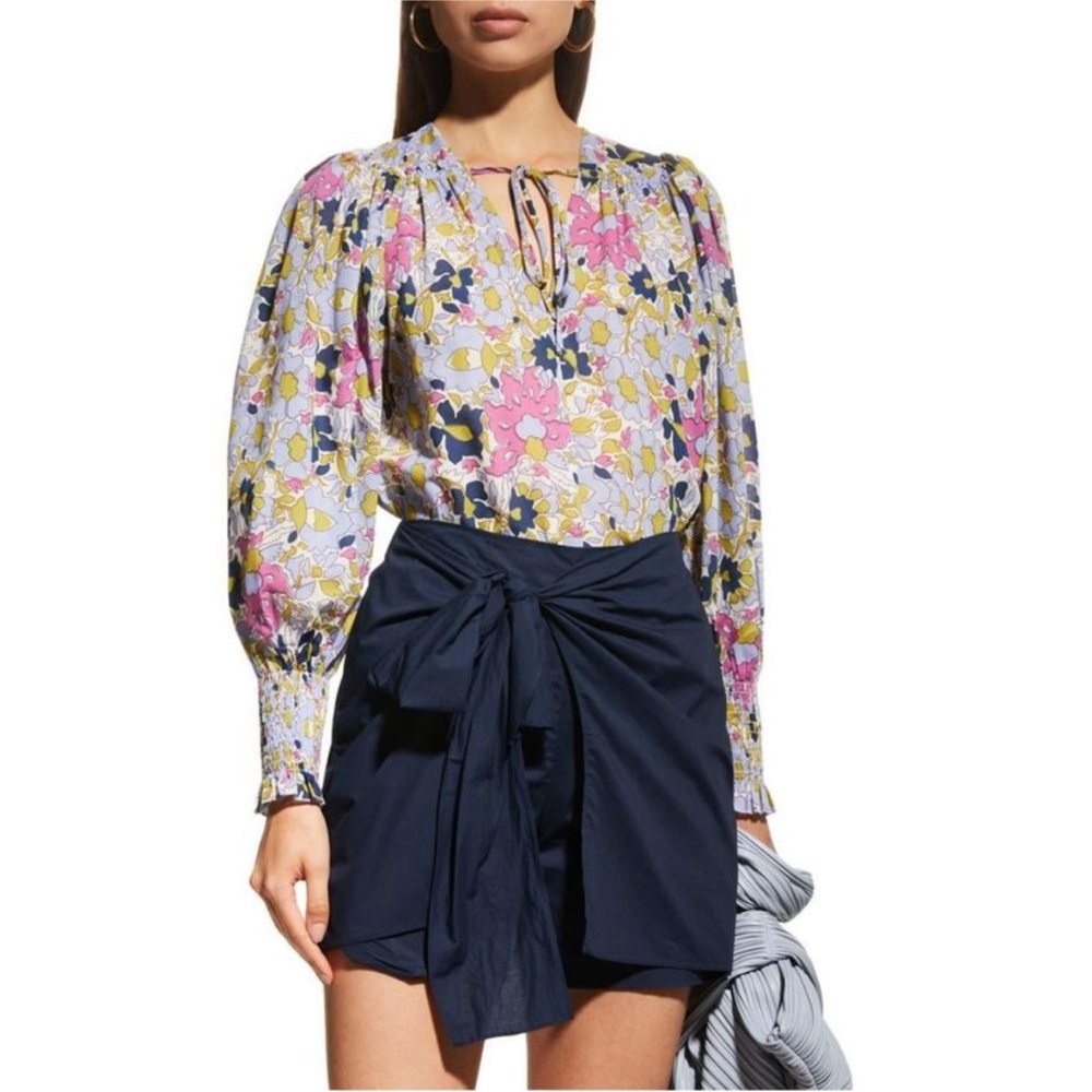 Rebecca Taylor Passion Flower Tie Front Blouse